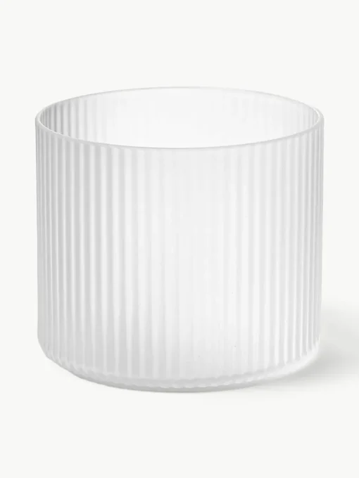 Mondgeblazen waterglazen Ripple met groefreliëf, 4 stuks