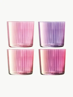 Mondgeblazen waterglazen Gems met groefreliëf, 4-delig