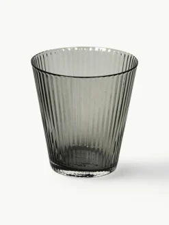 Mondgeblazen waterglazen Grand Cru van rookglas, 4 stuks