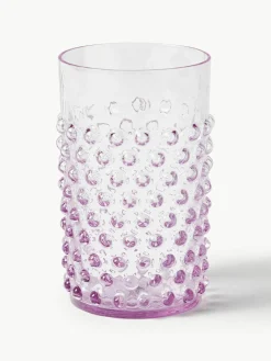 Mondgeblazen waterglazen Hobnail, 6 stuks