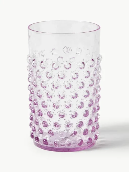 Mondgeblazen waterglazen Hobnail, 6 stuks