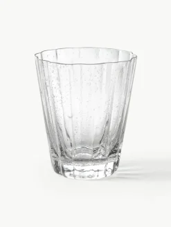 Mondgeblazen waterglazen Scallop Glasses met groefstructuur, 4 stuks