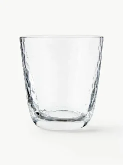 Mondgeblazen waterglazen Hammered, 4 stuks