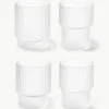 Mondgeblazen waterglazen Ripple met groefreliëf, 4-delig