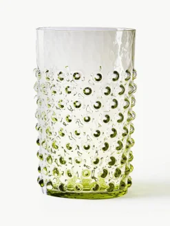 Mondgeblazen waterglazen Hobnail, 6 stuks