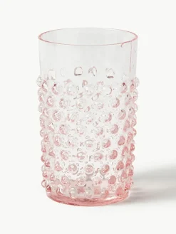 Mondgeblazen waterglazen Hobnail, 6 stuks
