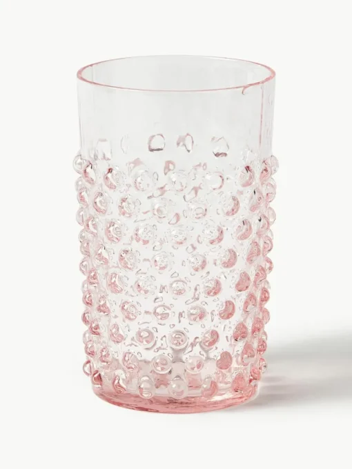Mondgeblazen waterglazen Hobnail, 6 stuks