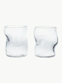 Mondgeblazen waterglazen Dimple, 2-delig