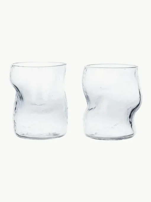 Mondgeblazen waterglazen Dimple, 2-delig