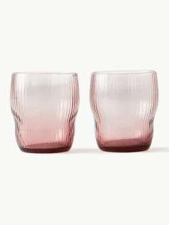 Mondgeblazen waterglazen Pum met groefstructuur, 2 stuks