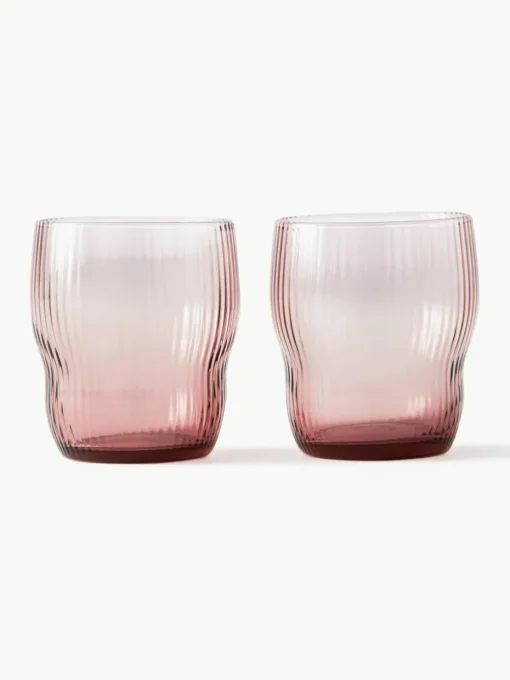 Mondgeblazen waterglazen Pum met groefstructuur, 2 stuks