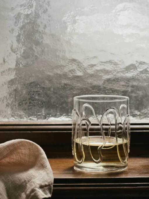 Mondgeblazen waterglazen Doodle met structuurpatroon, 2-delig
