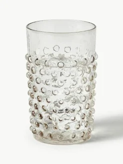 Mondgeblazen waterglazen Hobnail, 6 stuks