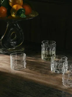 Mondgeblazen waterglazen Doodle met structuurpatroon, 2-delig