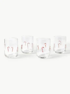 Mondgeblazen waterglazen Candy, 4 stuks