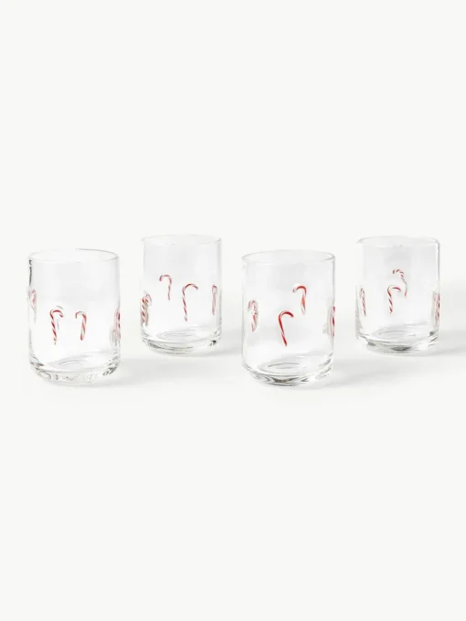 Mondgeblazen waterglazen Candy, 4 stuks