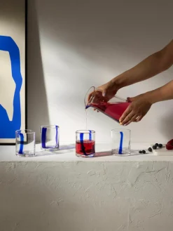 Mondgeblazen waterglazen Taha, set van 4