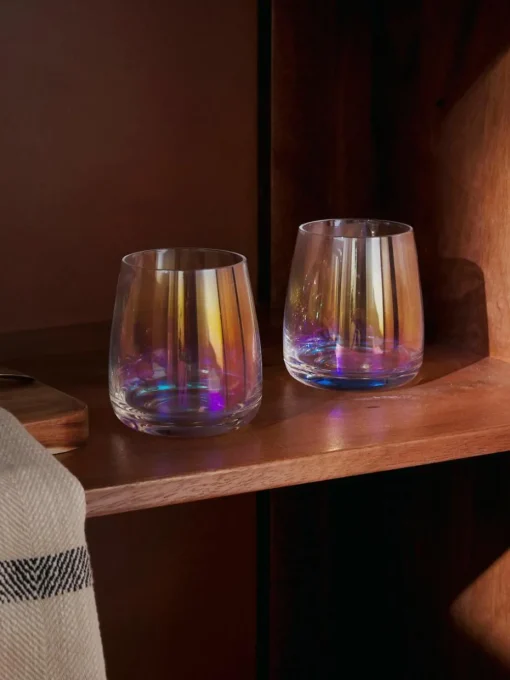 Mondgeblazen waterglazen Rainbow, iriserend, 4 stuks