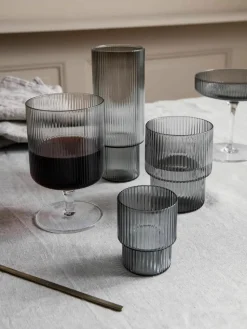 Mondgeblazen waterglazen Ripple met groefreliëf, 4-delig
