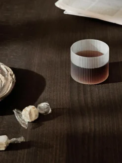 Mondgeblazen waterglazen Ripple met groefreliëf, 4 stuks