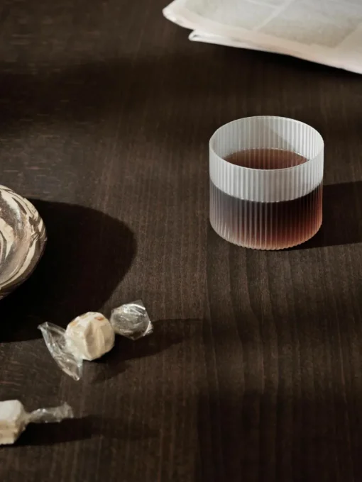 Mondgeblazen waterglazen Ripple met groefreliëf, 4 stuks