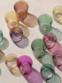 Mondgeblazen waterglazen Gems met groefreliëf, 4-delig