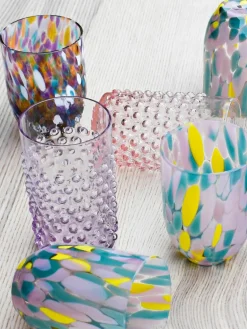 Mondgeblazen waterglazen Hobnail, 6 stuks