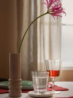 Mondgeblazen waterglazen Scallop Glasses met groefstructuur, 4 stuks