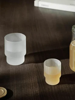 Mondgeblazen waterglazen Ripple met groefreliëf, 4-delig