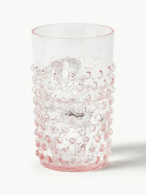 Mondgeblazen waterglazen Hobnail, 6 stuks