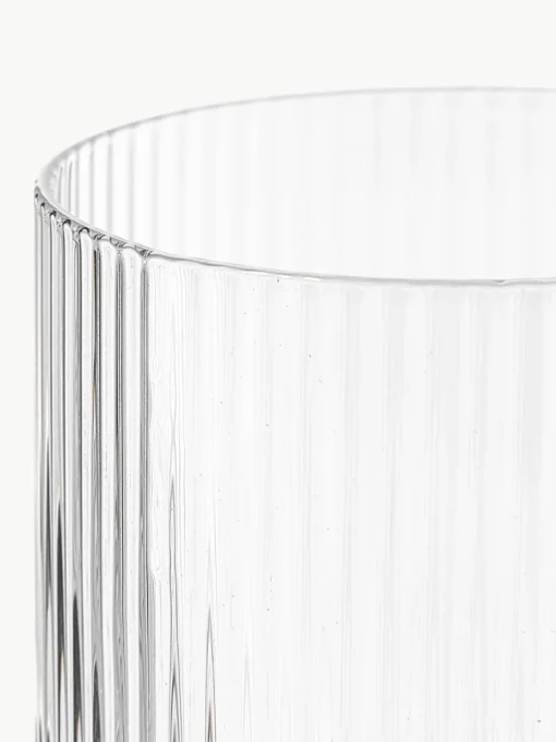 Mondgeblazen waterglazen Ripple met groefreliëf, 4-delig