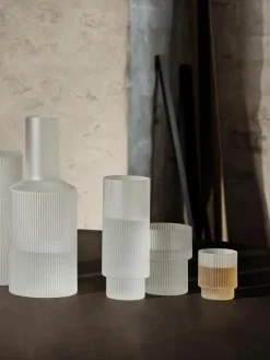 Mondgeblazen waterglazen Ripple met groefreliëf, 4-delig