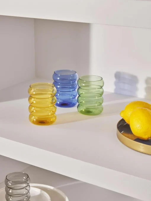Mondgeblazen waterglazen Bubbly, set van 4