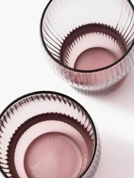 Mondgeblazen waterglazen Pum met groefstructuur, 2 stuks