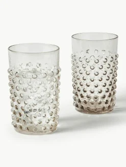 Mondgeblazen waterglazen Hobnail, 6 stuks
