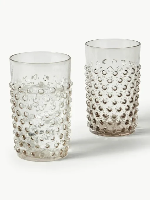 Mondgeblazen waterglazen Hobnail, 6 stuks