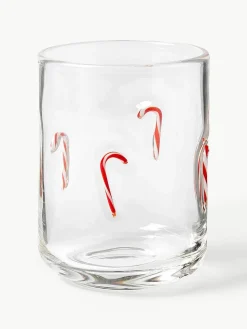 Mondgeblazen waterglazen Candy, 4 stuks