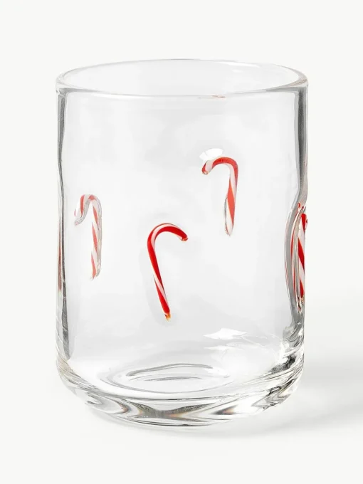 Mondgeblazen waterglazen Candy, 4 stuks