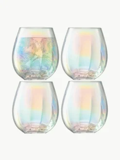 Mondgeblazen waterglazen Pearl met parelmoer glans, 4 stuks