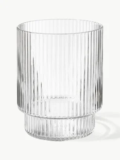 Mondgeblazen waterglazen Ripple met groefreliëf, 4-delig