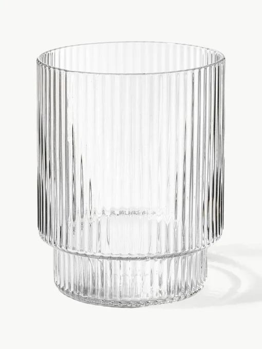 Mondgeblazen waterglazen Ripple met groefreliëf, 4-delig