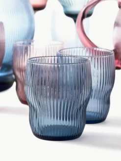Mondgeblazen waterglazen Pum met groefstructuur, 2 stuks