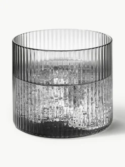 Mondgeblazen waterglazen Ripple met groefreliëf, 4 stuks