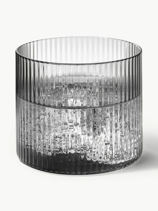 Mondgeblazen waterglazen Ripple met groefreliëf, 4 stuks