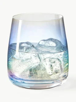 Mondgeblazen waterglazen Rainbow, iriserend, 4 stuks