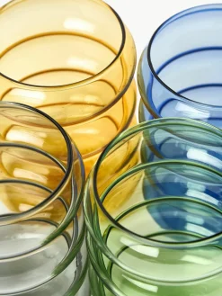 Mondgeblazen waterglazen Bubbly, set van 4