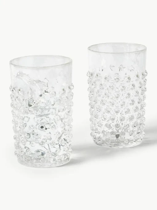 Mondgeblazen waterglazen Hobnail, 6 stuks