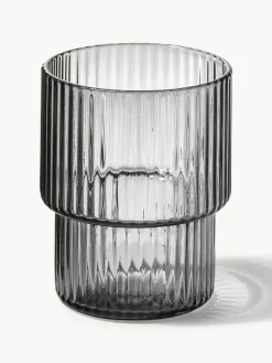 Mondgeblazen waterglazen Ripple met groefreliëf, 4-delig