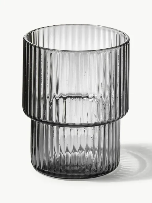 Mondgeblazen waterglazen Ripple met groefreliëf, 4-delig
