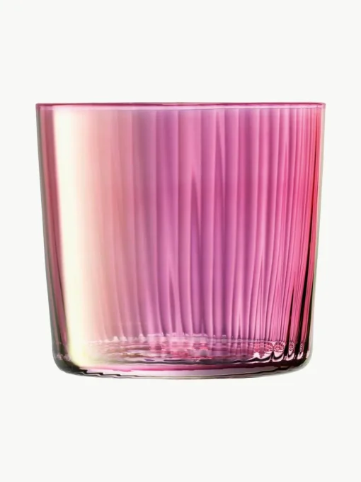 Mondgeblazen waterglazen Gems met groefreliëf, 4-delig